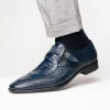 Store Marco di Milano Toluca Crocodile & Lizard Monk Strap Navy