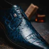 Outlet Maseratti Assenzio 3012 Embossed Crocodile & Ostrich Derby Shoes Blue