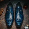 Outlet Maseratti Assenzio 3012 Embossed Crocodile & Ostrich Derby Shoes Blue