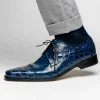 Outlet Maseratti Assenzio 3012 Embossed Crocodile & Ostrich Derby Shoes Blue