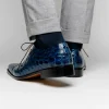 Outlet Maseratti Assenzio 3012 Embossed Crocodile & Ostrich Derby Shoes Blue