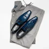 Outlet Maseratti Assenzio 3012 Embossed Crocodile & Ostrich Derby Shoes Blue