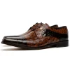 Best Sale Maseratti Assenzio 3012 Embossed Crocodile & Ostrich Derby Shoes Brown