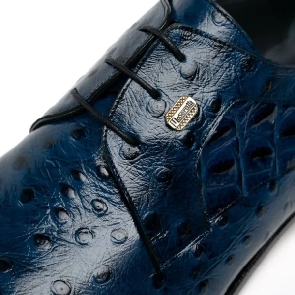 Outlet Maseratti Assenzio 3012 Embossed Crocodile & Ostrich Derby Shoes Blue