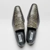 Best Maseratti Moda 3008 Embossed Crocodile & Ostrich Loafers Gray