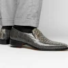 Best Maseratti Moda 3008 Embossed Crocodile & Ostrich Loafers Gray