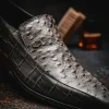 Best Maseratti Moda 3008 Embossed Crocodile & Ostrich Loafers Gray