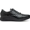 Discount Maseratti Vidal 6002 Embossed Crocodile / Caiman / Ostrich Sneakers Black