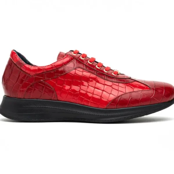 Fashion Maseratti Vidal 6002 Embossed Crocodile / Caiman Sneakers (Limited Edition) Red