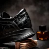 Discount Maseratti Vidal 6002 Embossed Crocodile / Caiman / Ostrich Sneakers Black