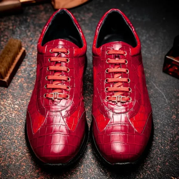 Fashion Maseratti Vidal 6002 Embossed Crocodile / Caiman Sneakers (Limited Edition) Red