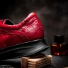 Fashion Maseratti Vidal 6002 Embossed Crocodile / Caiman Sneakers (Limited Edition) Red