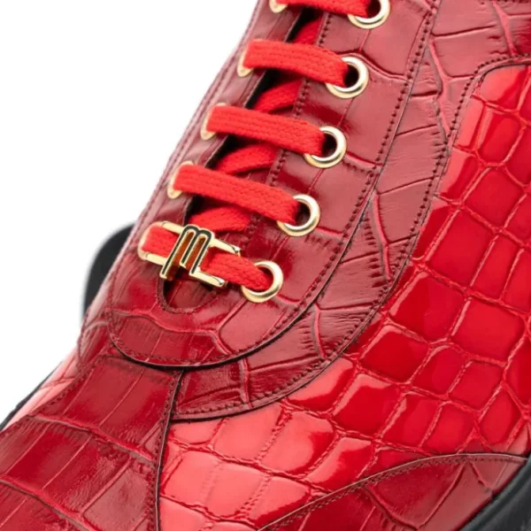 Fashion Maseratti Vidal 6002 Embossed Crocodile / Caiman Sneakers (Limited Edition) Red