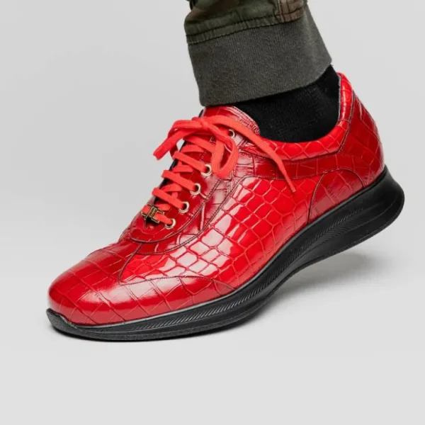 Fashion Maseratti Vidal 6002 Embossed Crocodile / Caiman Sneakers (Limited Edition) Red