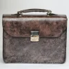 Best Massimiliano Stanco Barbera Hand Antiqued Gusset Briefcase Old Gray