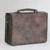 Best Massimiliano Stanco Barbera Hand Antiqued Gusset Briefcase Old Gray
