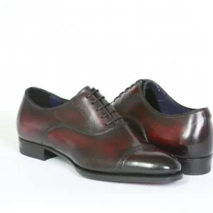 Clearance Santoni Massimiliano Stanco Goodyear Welted Oxfords Burgundy