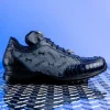 New Mauri 8741 2 Ostrich Leg / Hornback Crown / Fabric Sneakers Blue