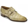 Shop Mauri 4853 Agogna Alligator Monk Strap Shoes (Special Order) Bone