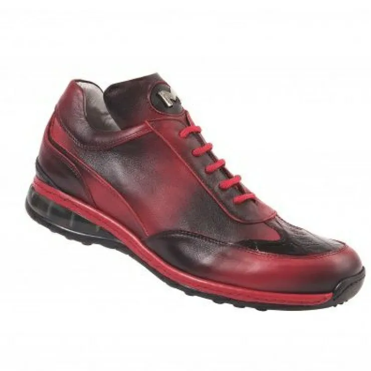 Outlet Mauri 8655/1 Airwaves Crocodile & Nappa Sneakers Black Red (Special Order) Black/Red