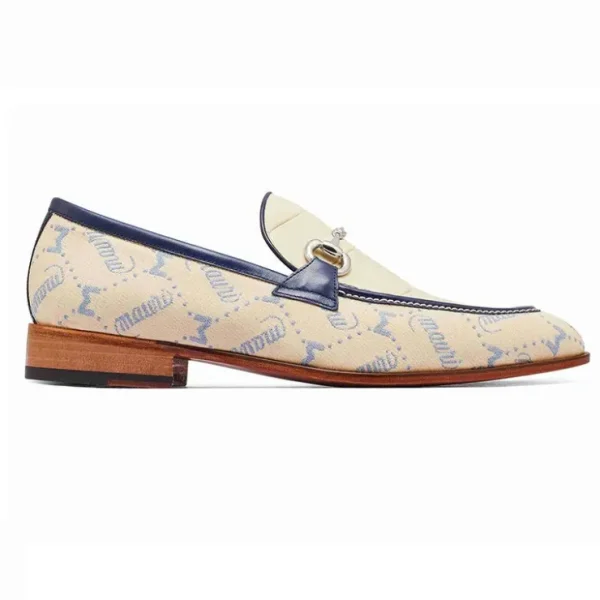 Discount Mauri 4983 Alligator & Fabric Loafers Sky Lark / Cream / Indigo Blue (Special Order)