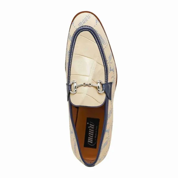 Discount Mauri 4983 Alligator & Fabric Loafers Sky Lark / Cream / Indigo Blue (Special Order)