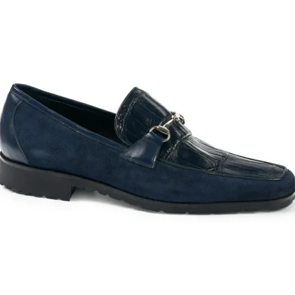 Sale Mauri 4882 Alligator & Suede Loafers Wonder Blue (Special Order) WonderBlue