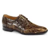 Fashion Mauri 1002 Alligator Monk Strap Shoes Burnished (Special Order) Brown