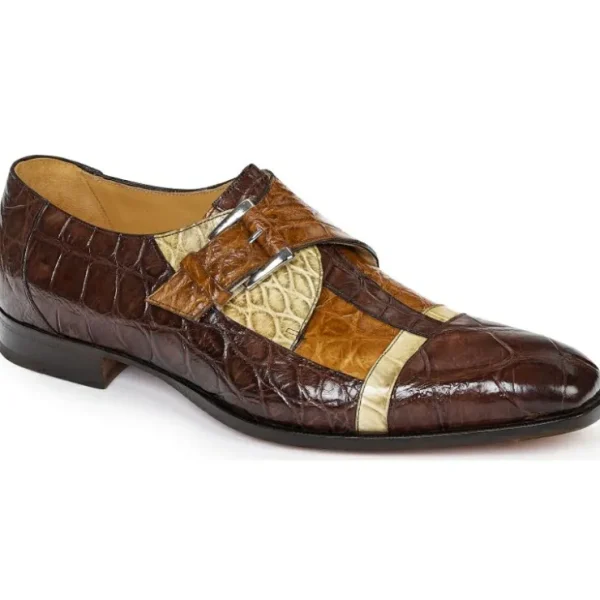 Cheap Mauri 4841 Alligator Monk Strap Tmoro / Bone / Brandy (SPECIAL ORDER) Tmoro/Bone/Brandy