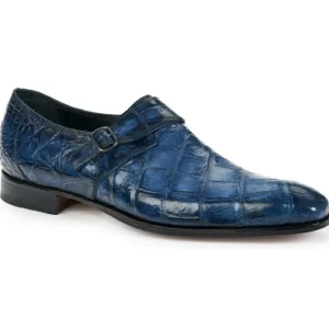 Cheap Mauri 4849 Alligator Monk Strap Caribbean Blue (Special Order) CaribbeanBlue