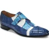 Cheap Mauri 4841 Alligator Monk Strap Shoes Caribbean Blue / White / Blue (SPECIAL ORDER) CaribbeanBlue/White