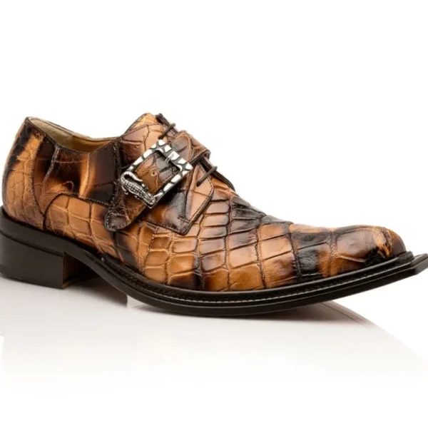 Hot Mauri 44166/2 Alligator Monk Strap Dune Smoke T. Moro (Special Order) DuneSmokeT.Moro