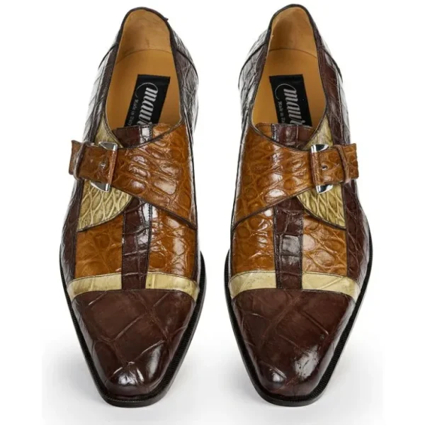 Cheap Mauri 4841 Alligator Monk Strap Tmoro / Bone / Brandy (SPECIAL ORDER) Tmoro/Bone/Brandy