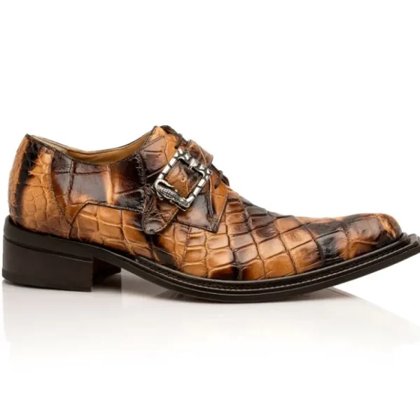 Hot Mauri 44166/2 Alligator Monk Strap Dune Smoke T. Moro (Special Order) DuneSmokeT.Moro