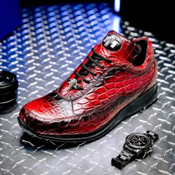 Store Mauri 8900/2 Alligator/ Nappa Sneakers Red/ Dirty Black Red/DirtyBlack