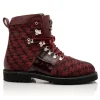 Online Mauri 3272 Baby Croc / Ostrich Leg / Double M. Fabric Boots Ruby Red (Special Order) RubyRed