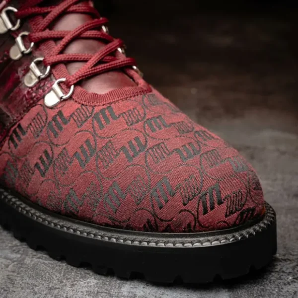 Online Mauri 3272 Baby Croc / Ostrich Leg / Double M. Fabric Boots Ruby Red (Special Order) RubyRed