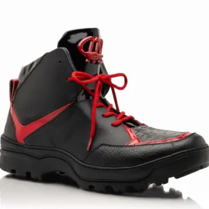 Store Mauri 8439 Baby Croc / Patent Leather / Nappa Boots Black & Red Black&Red