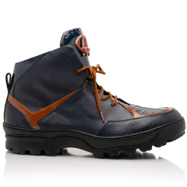 mauri__baby_croc__patent__1-1.webp Shop Mauri 8439 Baby Croc / Patent Leather / Nappa Boots Wonder Blue & Cognac (Special Order) WonderBlue&Cognac