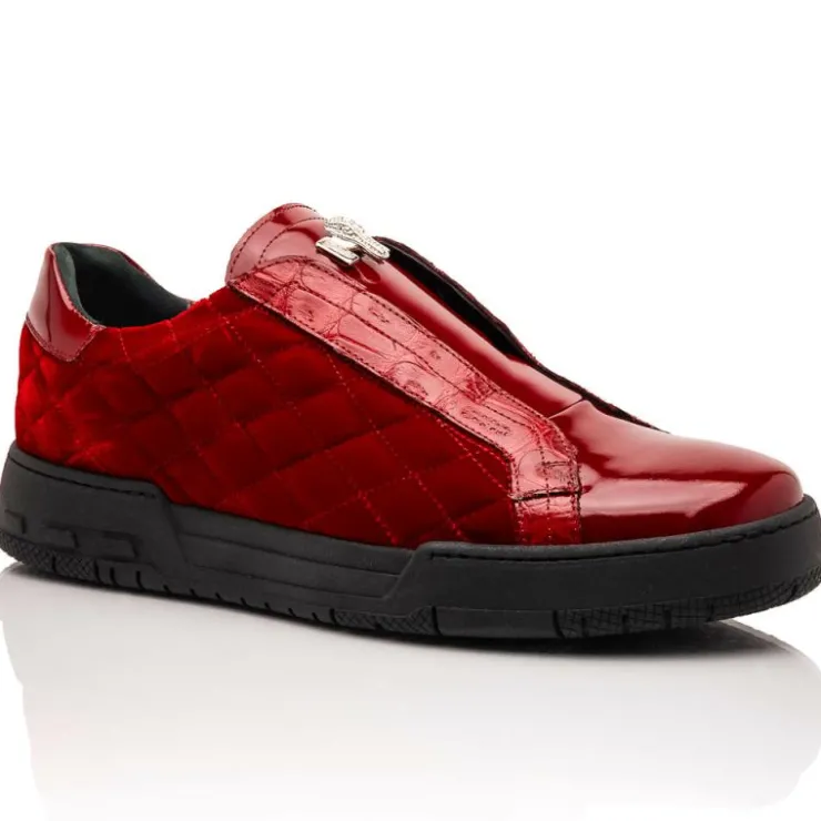 Best Mauri 8478/10 Baby Croc / Quilted Velvet / Patent Sneaker Red