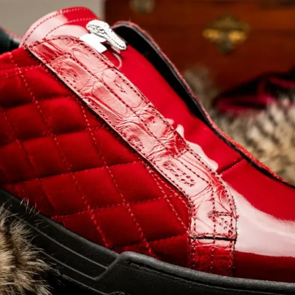 Best Mauri 8478/10 Baby Croc / Quilted Velvet / Patent Sneaker Red