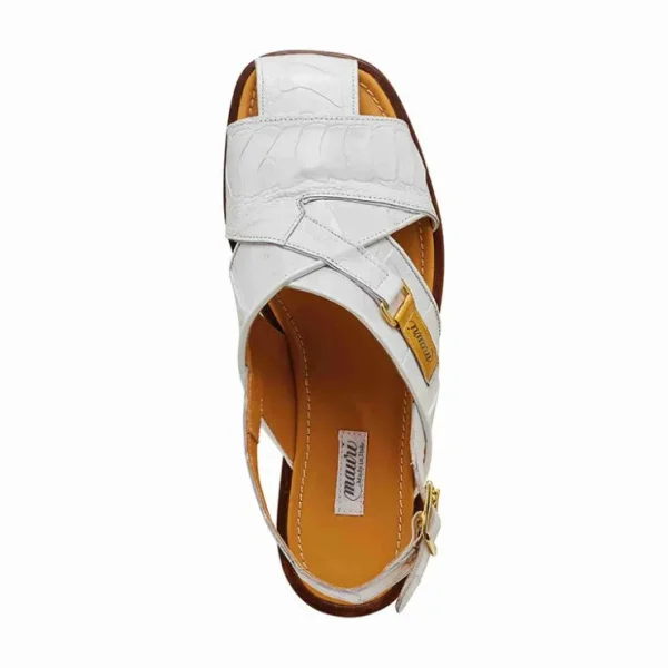 Outlet Mauri 5113 Baby Crocodile / Ostrich Leg Sandals (Special Order) White