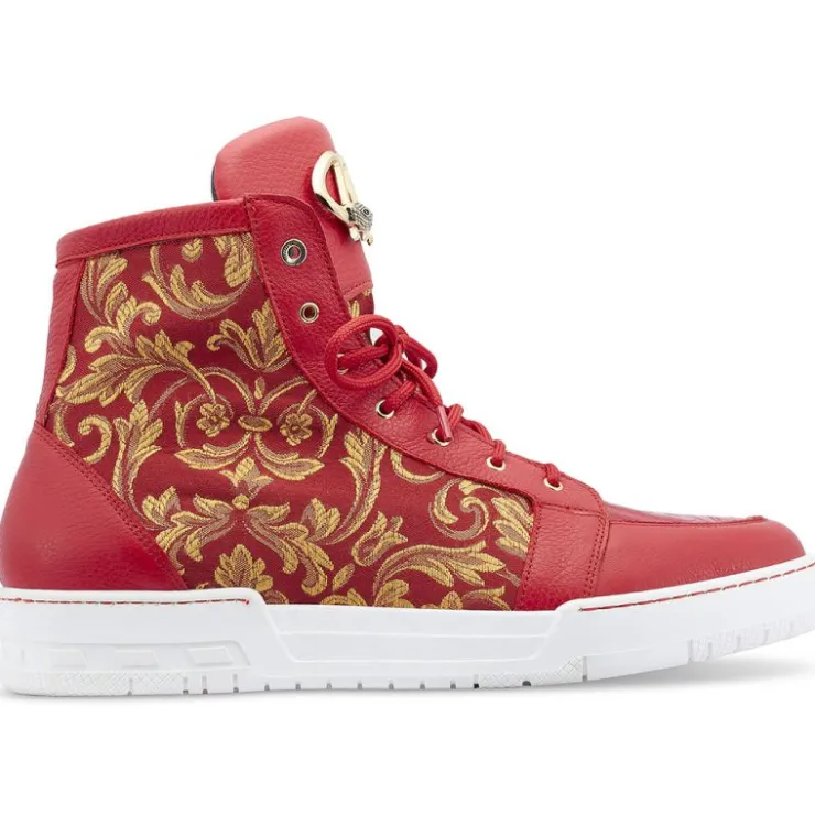 Online Mauri 8437 Baby Crocodile & Fabric Hightop Sneakers Red