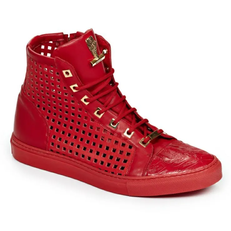 Best Mauri 8513 Baby Crocodile & Nappa Sneakers (Special Order) Red