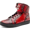 Best Mauri 6129/1 Baby Crocodile High Top Sneakers Red / Dirty Black Red/DirtyBlack