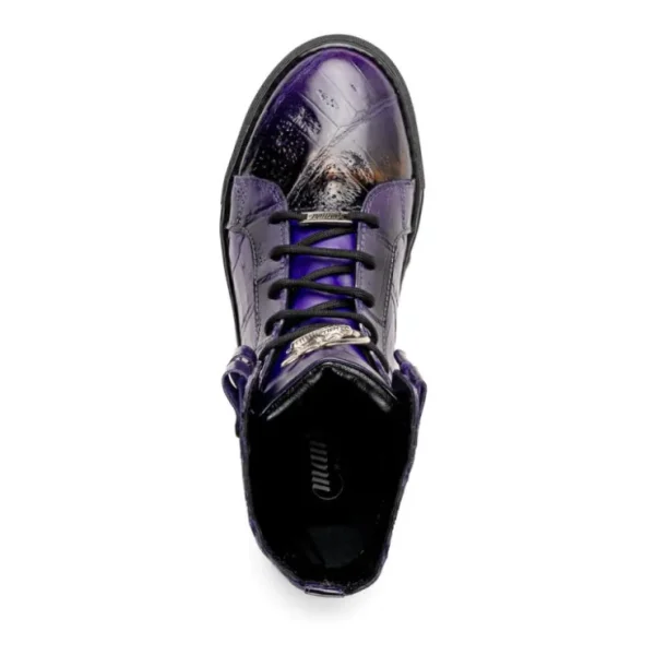 Discount Mauri 6129/1 Baby Crocodile High Top Sneakers Grape / Dirty Black Grape/DirtyBlack