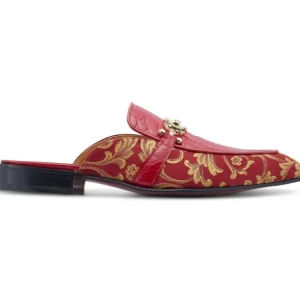 Sale Mauri 4976 Bermuda Gobelins Fabric & Alligator Half Shoes Red