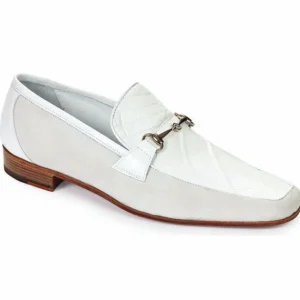 Store Mauri 4863 Borromini Alligator & Suede Bit Loafers (Special Order) White