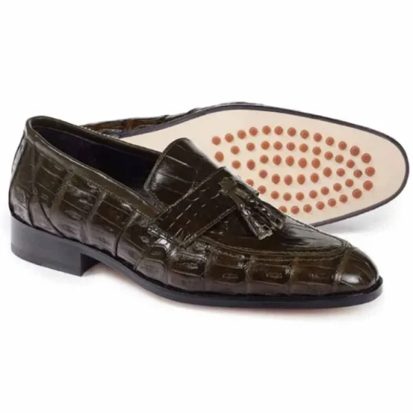 mauri__bramante_crocodile_0.webp New Mauri 4839 Bramante Crocodile & Alligator Tassel Loafers (Special Order) Olive