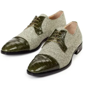 Sale Mauri 53151 Brunico Alligator & Fabric Shoes Money (SPECIAL ORDER) Green